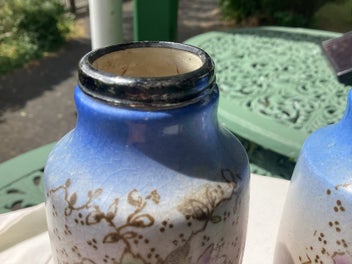 Listing 2 of 10 for Antique Decorative Vases with silver tops - Crown Devon?