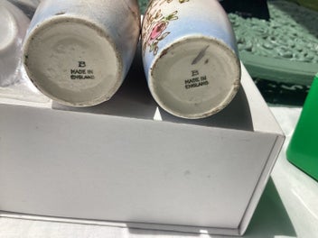 Listing 6 of 10 for Antique Decorative Vases with silver tops - Crown Devon?