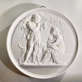 Listing 1 of 4 for Royal Copenhagen Bisque Wall Plaque – Thorvaldsen ‘Autumn’ (Efterår)