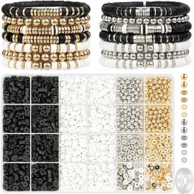 Listing 1 of 6 for 3000 Pcs Clay Beads Bracelets for Women, Bracelet Making kit Golden Beads for