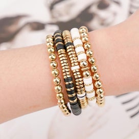 Listing 2 of 6 for 3000 Pcs Clay Beads Bracelets for Women, Bracelet Making kit Golden Beads for