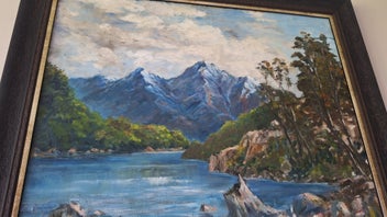 Listing 5 of 14 for +++ W. E. CLARK " MAVORA LAKE - NZ SOUTH ISLAND" OIL PAINTING +++