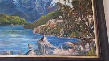 Listing 9 of 14 for +++ W. E. CLARK " MAVORA LAKE - NZ SOUTH ISLAND" OIL PAINTING +++