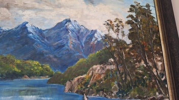 Listing 10 of 14 for +++ W. E. CLARK " MAVORA LAKE - NZ SOUTH ISLAND" OIL PAINTING +++
