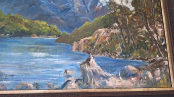 Listing 11 of 14 for +++ W. E. CLARK " MAVORA LAKE - NZ SOUTH ISLAND" OIL PAINTING +++