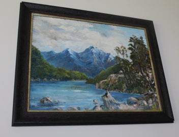 Listing 12 of 14 for +++ W. E. CLARK " MAVORA LAKE - NZ SOUTH ISLAND" OIL PAINTING +++