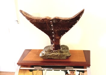 Listing 3 of 10 for Bespoke Whale tail sculpture - copper, stone, plywood