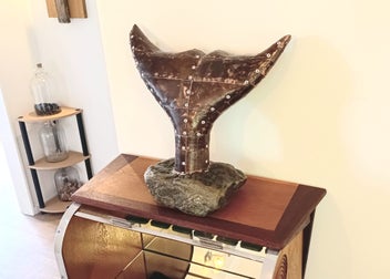 Listing 1 of 10 for Bespoke Whale tail sculpture - copper, stone, plywood