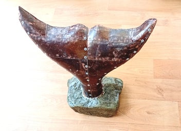 Listing 5 of 10 for Bespoke Whale tail sculpture - copper, stone, plywood