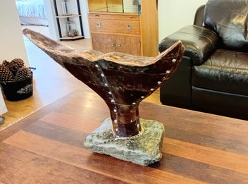 Listing 4 of 10 for Bespoke Whale tail sculpture - copper, stone, plywood