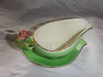 Listing 3 of 7 for Royal Winton Rosebud Cream/Gravy Boat and Saucer - England 1940s