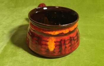 Listing 6 of 8 for Vintage Canadian Evangeline Pottery orange drip glaze ramekins (three left)