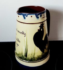 Listing 2 of 10 for COLLECTABLE 'BLACK COCKEREL' TORQUAY MOTTO-WARE VINTAGE JUG with NO DAMAGE