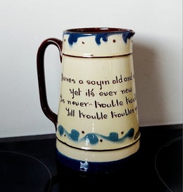 Listing 4 of 10 for COLLECTABLE 'BLACK COCKEREL' TORQUAY MOTTO-WARE VINTAGE JUG with NO DAMAGE