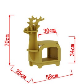 Listing 2 of 5 for Elosung Yellow Small Creative Reindeer-Shaped Solid Wood Bookshelf For Kids