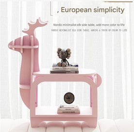 Listing 3 of 5 for Elosung Yellow Small Creative Reindeer-Shaped Solid Wood Bookshelf For Kids