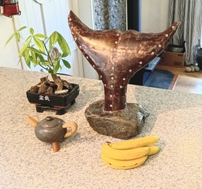 Listing 2 of 10 for Bespoke Whale tail sculpture - copper, stone, plywood