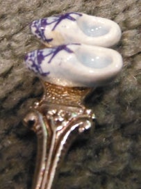 Listing 3 of 4 for Souvenir spoon with Delft porcelain clogs on handle