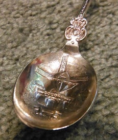 Listing 1 of 4 for Souvenir spoon with Delft porcelain clogs on handle