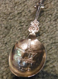 Listing 4 of 4 for Souvenir spoon with Delft porcelain clogs on handle