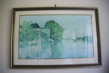 Listing 1 of 3 for Painting by Claude Monet, Houses on the Achterzaan-framed print