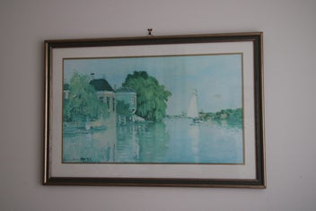 Listing 3 of 3 for Painting by Claude Monet, Houses on the Achterzaan-framed print