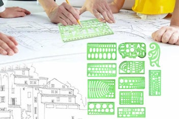 Listing 7 of 10 for 11PCS Plastic Geometric Drawing Templates Set Drafting Stencils Measuring Tools