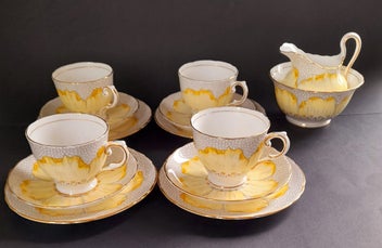 Listing 1 of 7 for Vintage Tuscan China 'Yellow Poppy' 4 x Trios, Milk Jug and Sugar Bowl C1950's