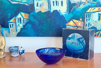 Listing 1 of 16 for STUNNING ATOLL BLOWN GLASS BOWL by ANNA EHRNER for KOSTA BODA, SWEDEN