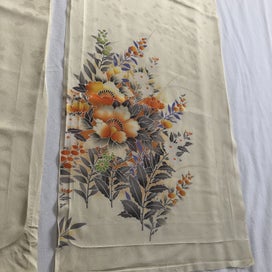 Listing 6 of 17 for Vintage Decorative Silk Japanese Floral Print Fabric Kimono Panels X2