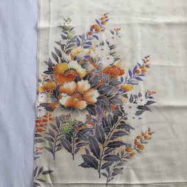 Listing 9 of 17 for Vintage Decorative Silk Japanese Floral Print Fabric Kimono Panels X2