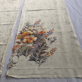 Listing 11 of 17 for Vintage Decorative Silk Japanese Floral Print Fabric Kimono Panels X2