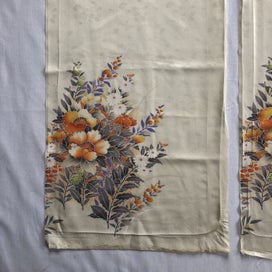 Listing 10 of 17 for Vintage Decorative Silk Japanese Floral Print Fabric Kimono Panels X2