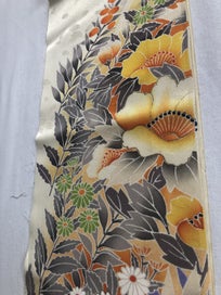Listing 4 of 14 for Vintage Decorative Floral Japansese Silk Kimono Panel Fabric Piece