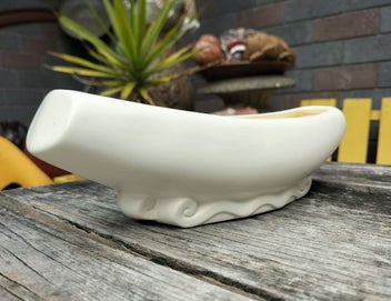 Listing 1 of 11 for Crown Lynn Shape 108 Trough Vase - Tiki Mark