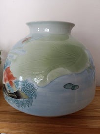 Listing 2 of 7 for Jingdezhen Masterpiece: Ceramic Koi & Lotus Vase by Tu Yuping with Certificate