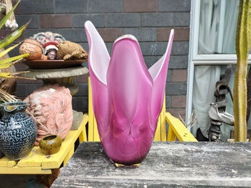 Listing 6 of 10 for Vintage Japanese Iwatsu Hineri Art Glass Vase - 1960s