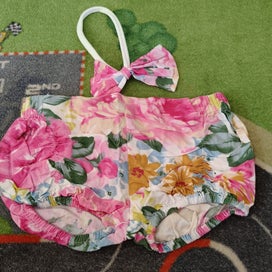 Listing 1 of 1 for Cute La Sienna Couture Light blue & Pink shorts & head bands BNWOT