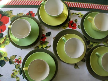 Listing 3 of 3 for Crown Lynn Colour Glaze Trios, Lime, Yellow & Olive