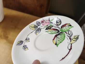 Listing 5 of 10 for Meakin 'portland rose' saucer with pink meakin cup