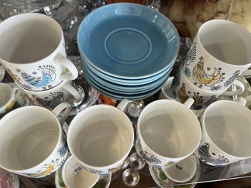 Listing 6 of 7 for Vintage Rörstrand Fenix Scandinavian MCM Coffee Set (8 Cups & 8 Saucers)