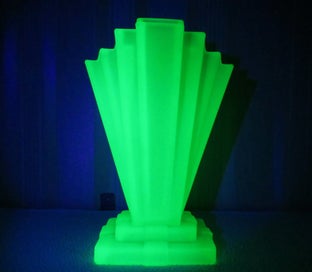 Listing 1 of 20 for Large heavy Art Deco green Uranium glass vase & frog