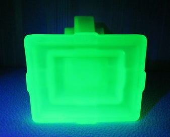 Listing 5 of 20 for Large heavy Art Deco green Uranium glass vase & frog