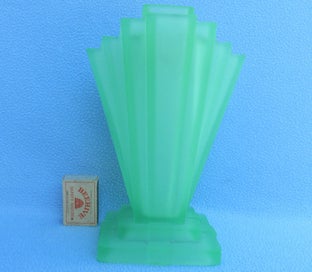 Listing 8 of 20 for Large heavy Art Deco green Uranium glass vase & frog
