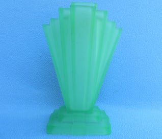Listing 10 of 20 for Large heavy Art Deco green Uranium glass vase & frog