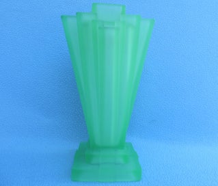 Listing 11 of 20 for Large heavy Art Deco green Uranium glass vase & frog