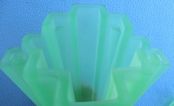 Listing 14 of 20 for Large heavy Art Deco green Uranium glass vase & frog