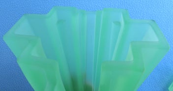 Listing 15 of 20 for Large heavy Art Deco green Uranium glass vase & frog