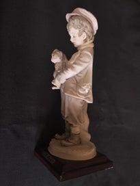 Listing 3 of 7 for F) VINTAGE BRUNO MERLI CAPODIMONTE FIGURING OF A BOY HOLDING A DOG Circa 1980