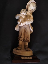 Listing 2 of 7 for F) VINTAGE BRUNO MERLI CAPODIMONTE FIGURING OF A BOY HOLDING A DOG Circa 1980
